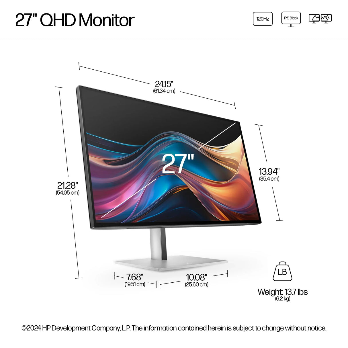 HP 727pq Monitor – 27" / QHD / IPS / 60Hz – Business Monitor