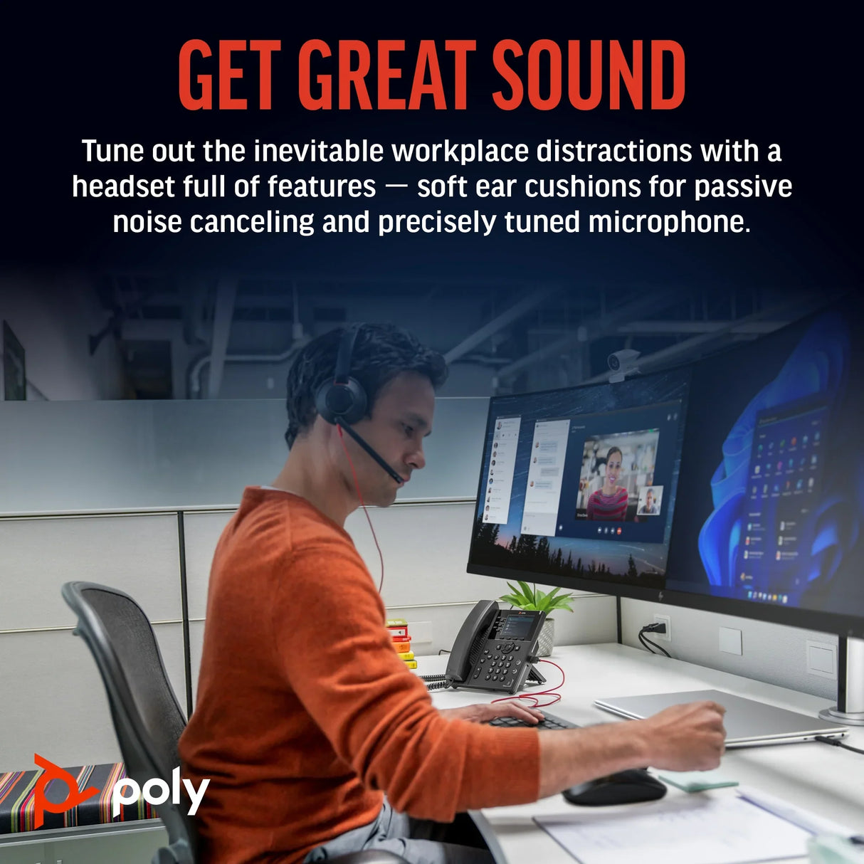 POLY Blackwire 5220 – Wired (USB-A) / Stereo / Office – On-Ear Headset