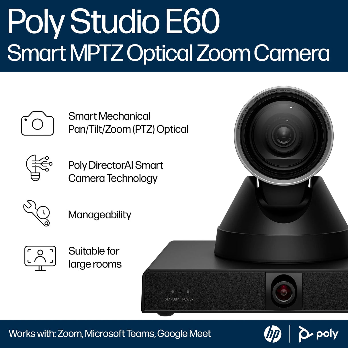 POLY Studio E60 – Full HD (1080p) / PTZ – UC Conference Camera