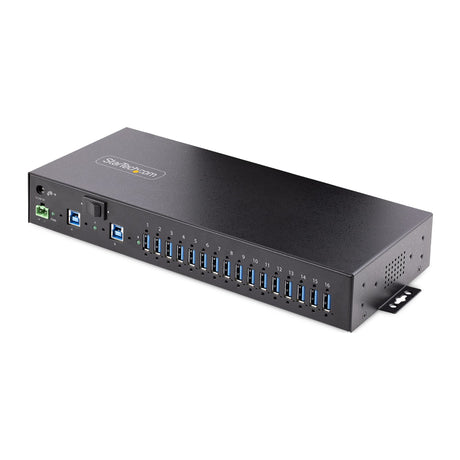 STARTECH 16-Port Industrial USB 3.0 Hub 5Gbps | Metal | DIN|Surface|Rack Mountable | ESD Protection | Terminal Block Power | up to 120W Shared USB Charging | Dual-Host Hub|Switch (5G16AINDS-USB-A-HUB) (5G16AINDS-USB-A-HUB) STARTECH