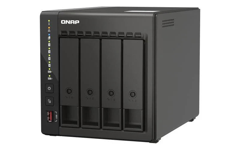 QNAP 4 x 3.5" | Intel Celeron J6412 | Intel UHD Graphics | 8 GB RAM | 4 GB Flash | 90 W | 100-240 V | 3 kg (TS-453E-8G)