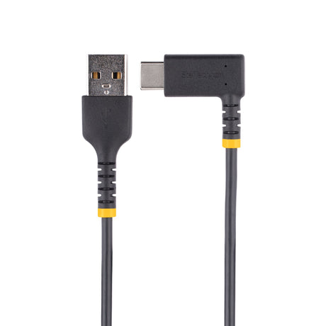 STARTECH 1ft (30cm) USB A to C Charging Cable Right Angle - Heavy Duty Fast Charge USB-C Cable - USB 2.0 A to Type-C - Rugged Aramid Fiber - 3A - USB Charging Cord (R2ACR-30C-USB-CABLE) (R2ACR-30C-USB-CABLE) STARTECH