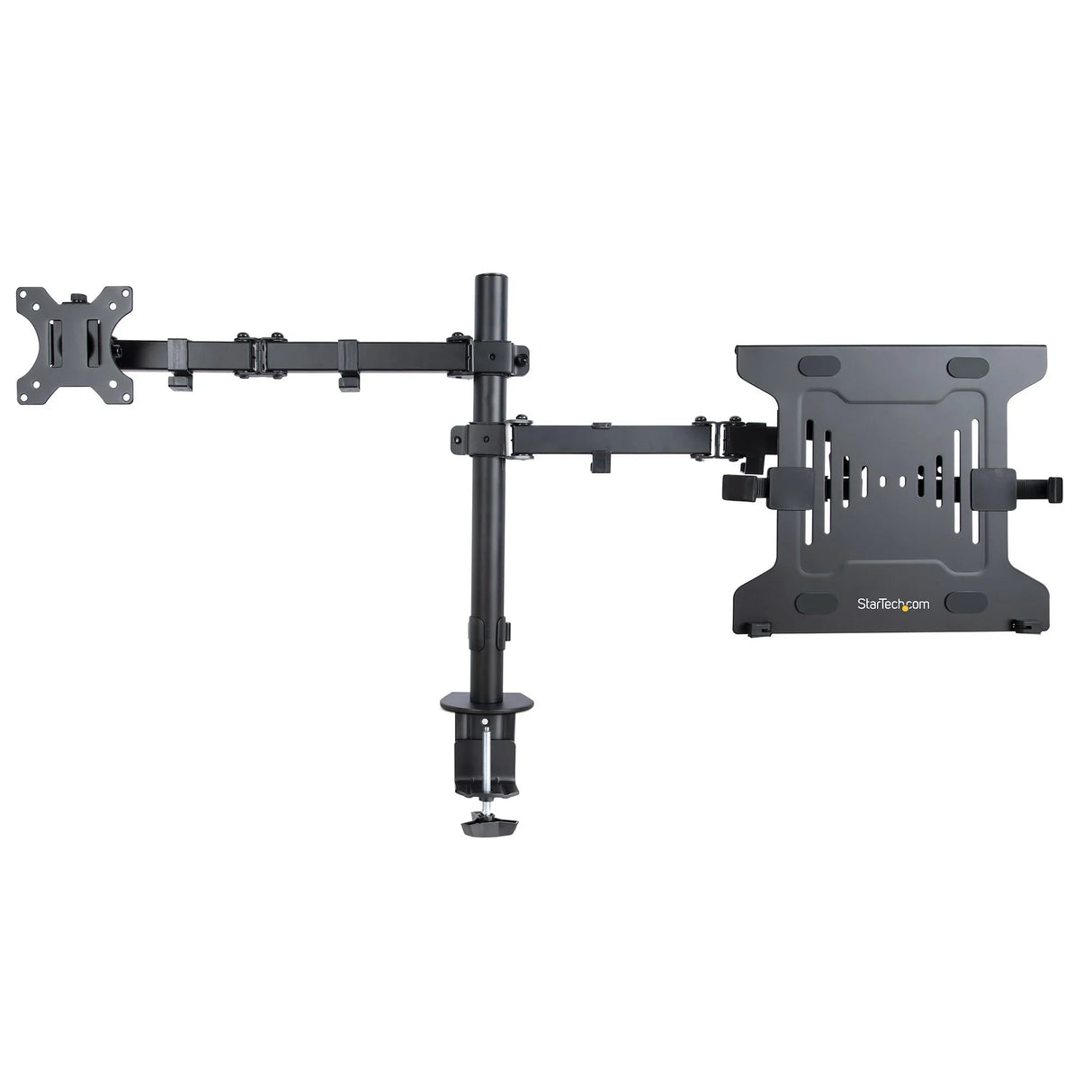 STARTECH Monitor Arm with VESA Laptop Tray | For a Laptop (4.5kg|9.9lb) and a Single Display up to 32" (8kg|17.6lb) | Black | Adjustable Laptop Arm Mount | C-clamp|Grommet Mount (A2-LAPTOP-DESK-MOUNT) (A2-LAPTOP-DESK-MOUNT)