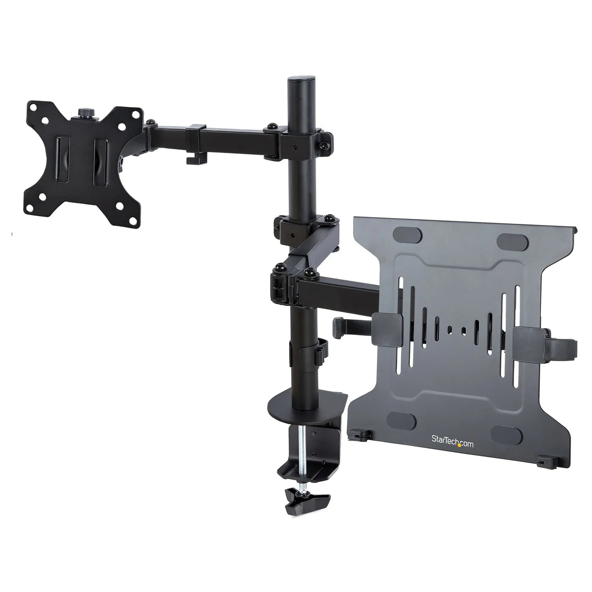 STARTECH Monitor Arm with VESA Laptop Tray | For a Laptop (4.5kg|9.9lb) and a Single Display up to 32" (8kg|17.6lb) | Black | Adjustable Laptop Arm Mount | C-clamp|Grommet Mount (A2-LAPTOP-DESK-MOUNT) (A2-LAPTOP-DESK-MOUNT)