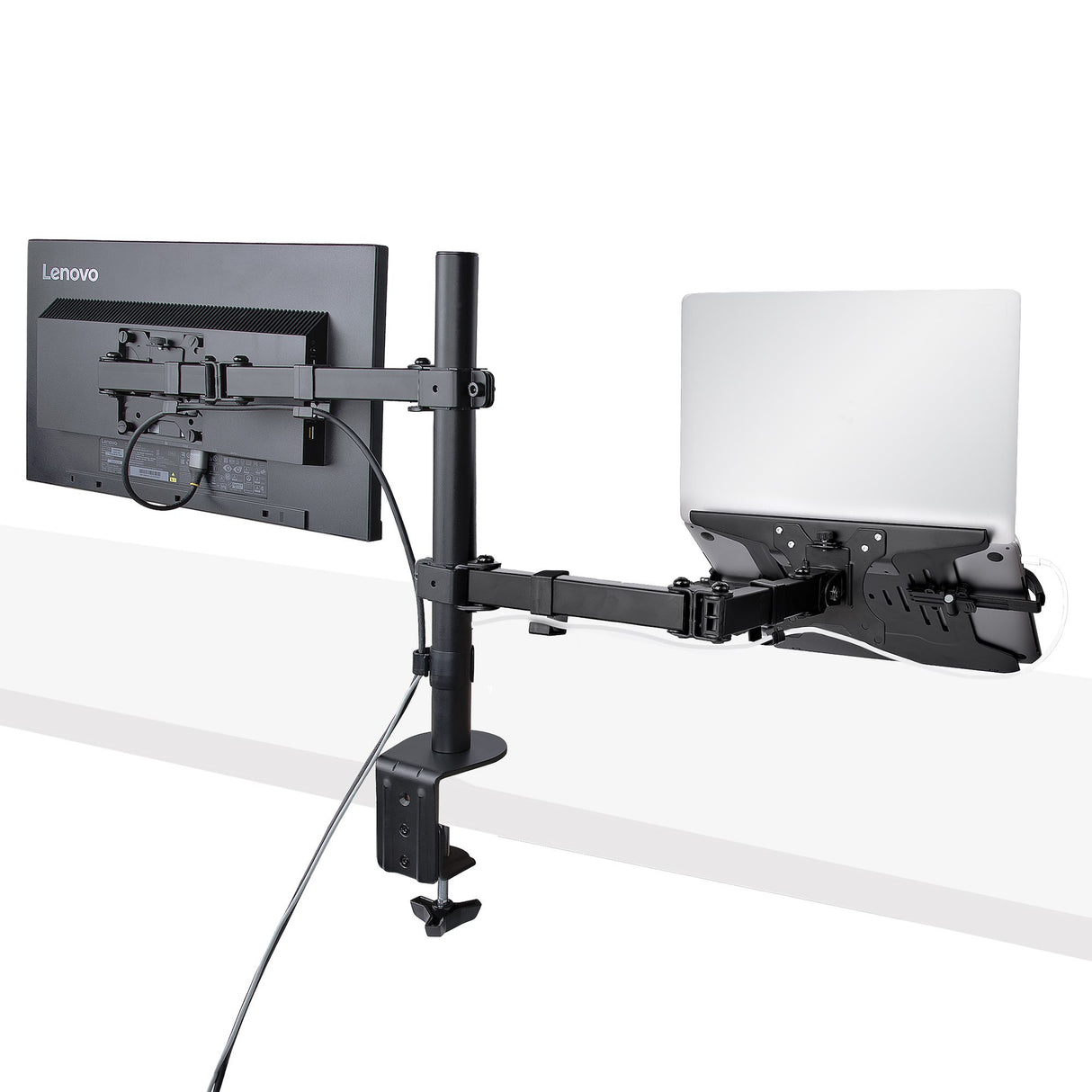 STARTECH Monitor Arm with VESA Laptop Tray | For a Laptop (4.5kg|9.9lb) and a Single Display up to 32" (8kg|17.6lb) | Black | Adjustable Laptop Arm Mount | C-clamp|Grommet Mount (A2-LAPTOP-DESK-MOUNT) (A2-LAPTOP-DESK-MOUNT)