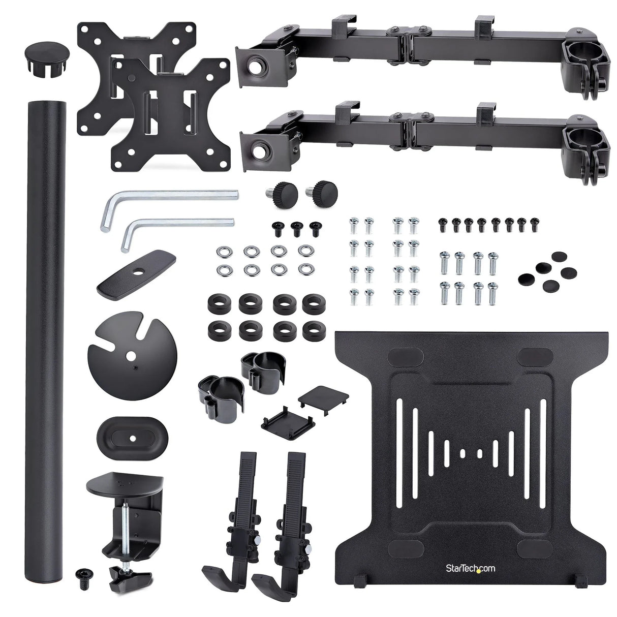 STARTECH Monitor Arm with VESA Laptop Tray | For a Laptop (4.5kg|9.9lb) and a Single Display up to 32" (8kg|17.6lb) | Black | Adjustable Laptop Arm Mount | C-clamp|Grommet Mount (A2-LAPTOP-DESK-MOUNT) (A2-LAPTOP-DESK-MOUNT)