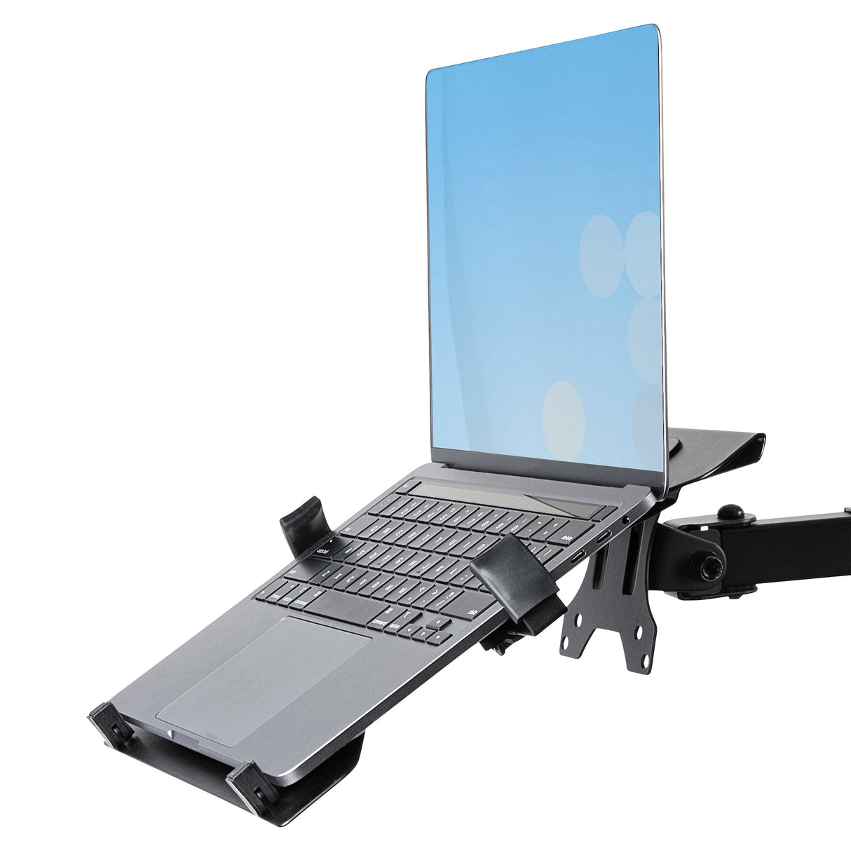 STARTECH Monitor Arm with VESA Laptop Tray | For a Laptop (4.5kg|9.9lb) and a Single Display up to 32" (8kg|17.6lb) | Black | Adjustable Laptop Arm Mount | C-clamp|Grommet Mount (A2-LAPTOP-DESK-MOUNT) (A2-LAPTOP-DESK-MOUNT)