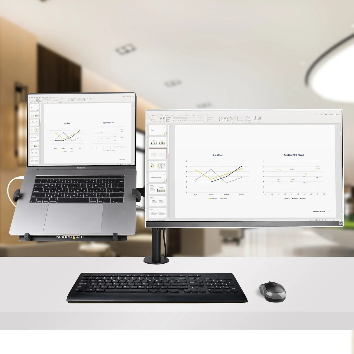 STARTECH Monitor Arm with VESA Laptop Tray | For a Laptop (4.5kg|9.9lb) and a Single Display up to 32" (8kg|17.6lb) | Black | Adjustable Laptop Arm Mount | C-clamp|Grommet Mount (A2-LAPTOP-DESK-MOUNT) (A2-LAPTOP-DESK-MOUNT)