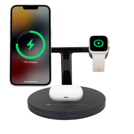 OUR PURE PLANET 3-in-1 15W Wireless MagSafe Charging Dock