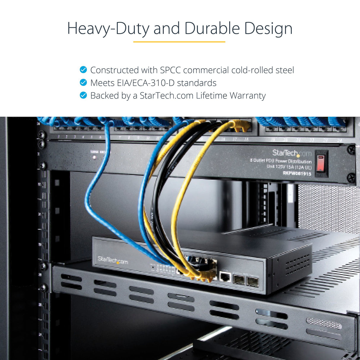 STARTECH 1U 4-Post Adjustable Vented Server Rack Mount Shelf - 330lbs(150 kg) - 19.5 to 38in Adjustable Mounting Depth Universal Tray 19" AV| Network Equipment Rack - 27.5in Deep (ADJSHELFHDV) (ADJSHELFHDV)