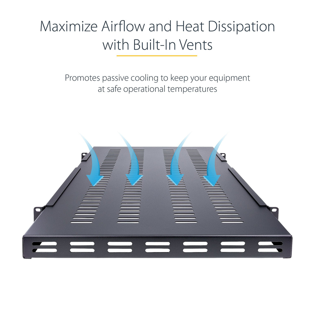 STARTECH 1U 4-Post Adjustable Vented Server Rack Mount Shelf - 330lbs(150 kg) - 19.5 to 38in Adjustable Mounting Depth Universal Tray 19" AV| Network Equipment Rack - 27.5in Deep (ADJSHELFHDV) (ADJSHELFHDV)