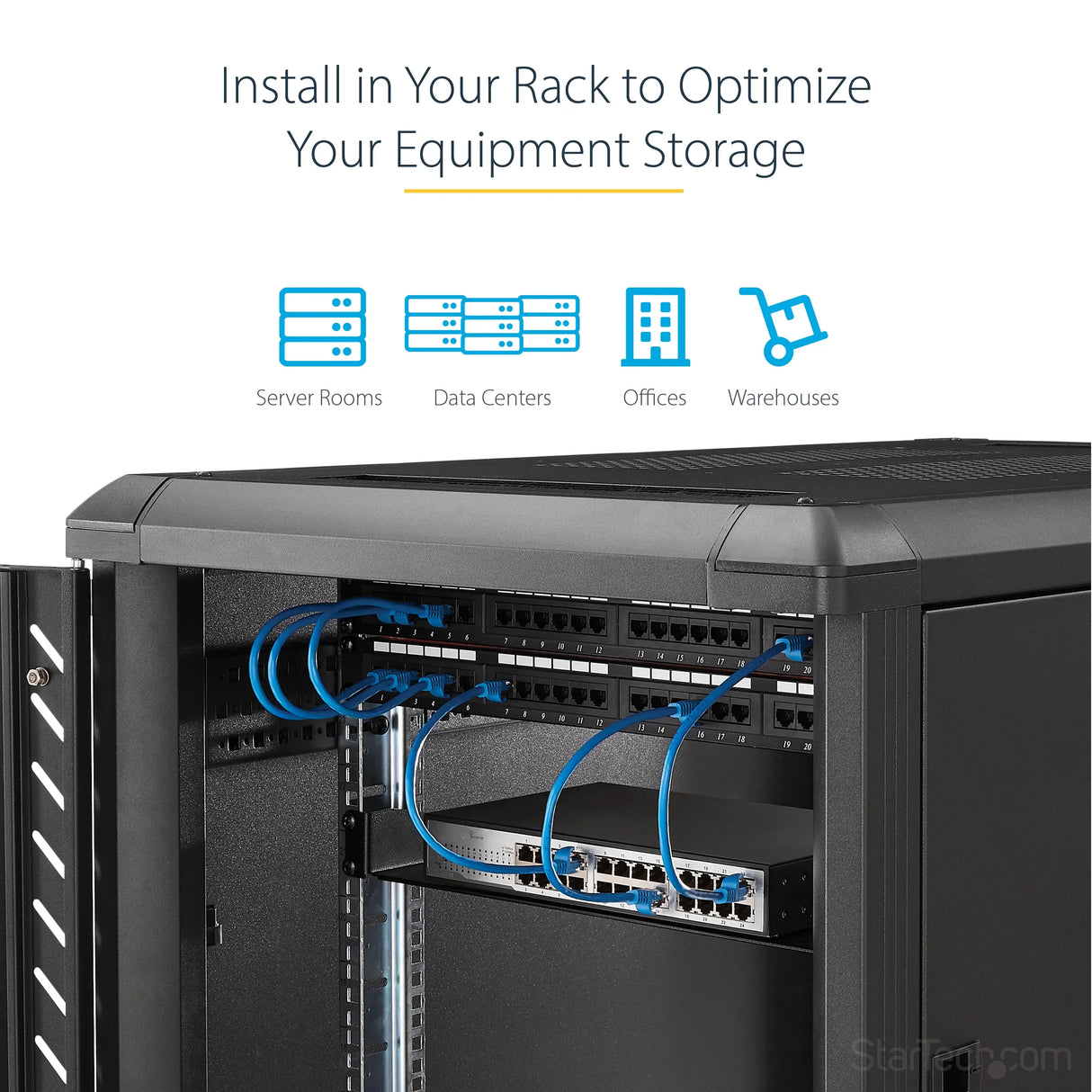 STARTECH 1U Server Rack Shelf - Universal Rack Mount Cantilever Shelf for 19" Network Equipment Rack & Cabinet - Heavy Duty Steel | Weight Capacity 33lb|15kg - 7" Deep Tray | Black (CABSHELF1U) (CABSHELF1U)