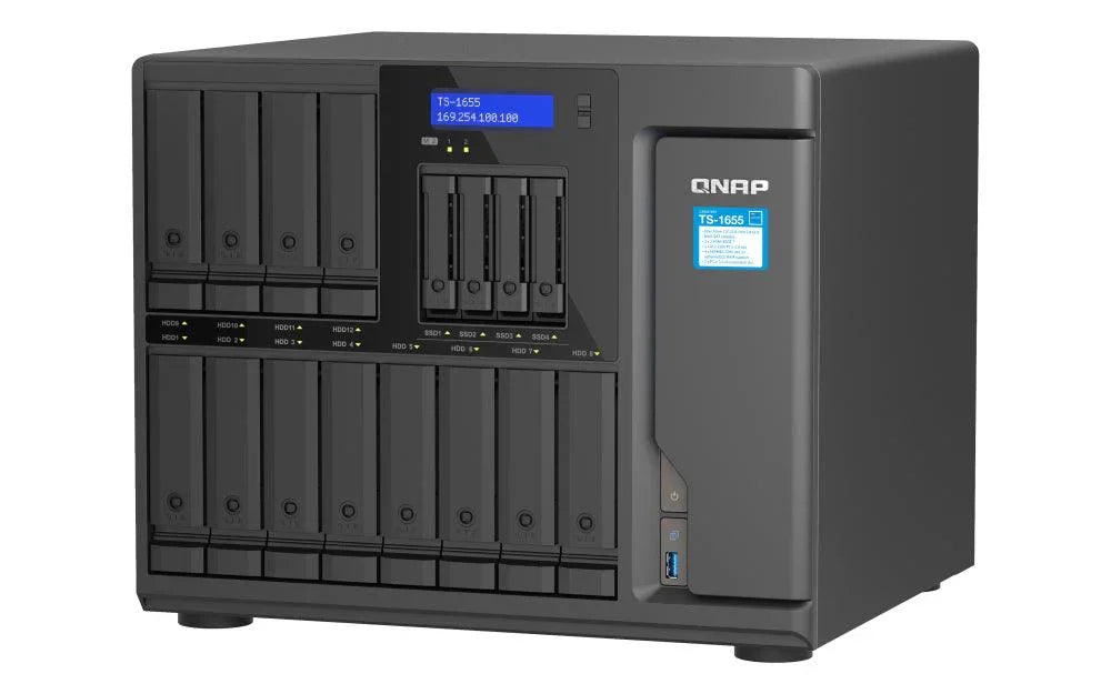 QNAP Intel Atom C5125 | 8 GB DDR4 | 5GB Flash | 12x 3.5" + 4x 2.5" SATA | 2x M.2 | 2x RJ-45 | 4x USB 3.2 Gen1 (TS-1655-8G)