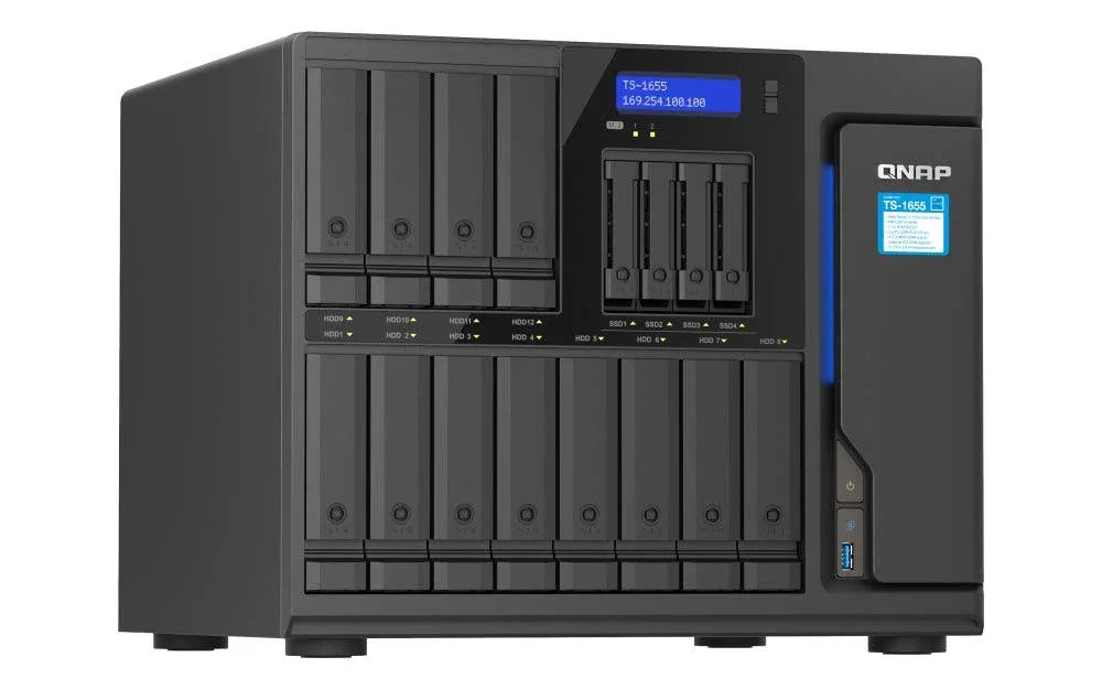 QNAP Intel Atom C5125 | 8 GB DDR4 | 5GB Flash | 12x 3.5" + 4x 2.5" SATA | 2x M.2 | 2x RJ-45 | 4x USB 3.2 Gen1 (TS-1655-8G)