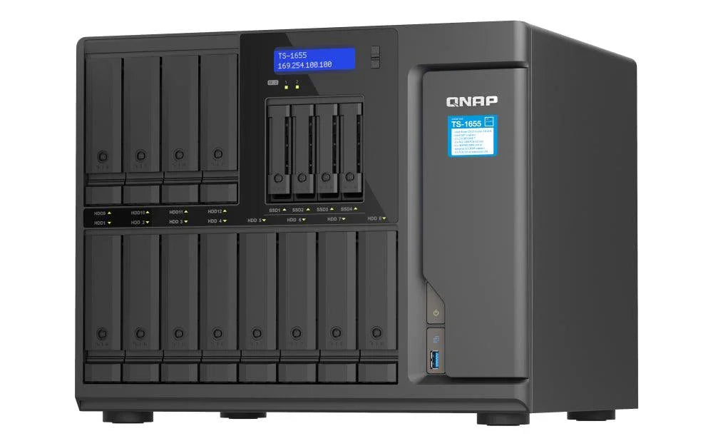 QNAP Intel Atom C5125 | 8 GB DDR4 | 5GB Flash | 12x 3.5" + 4x 2.5" SATA | 2x M.2 | 2x RJ-45 | 4x USB 3.2 Gen1 (TS-1655-8G)