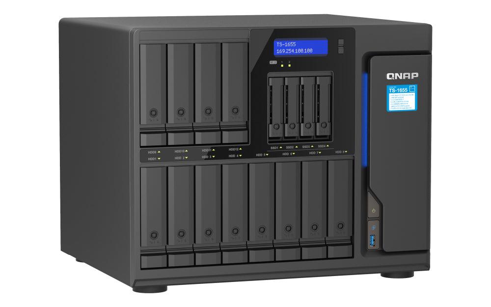 QNAP Intel Atom C5125 | 8 GB DDR4 | 5GB Flash | 12x 3.5" + 4x 2.5" SATA | 2x M.2 | 2x RJ-45 | 4x USB 3.2 Gen1 (TS-1655-8G)
