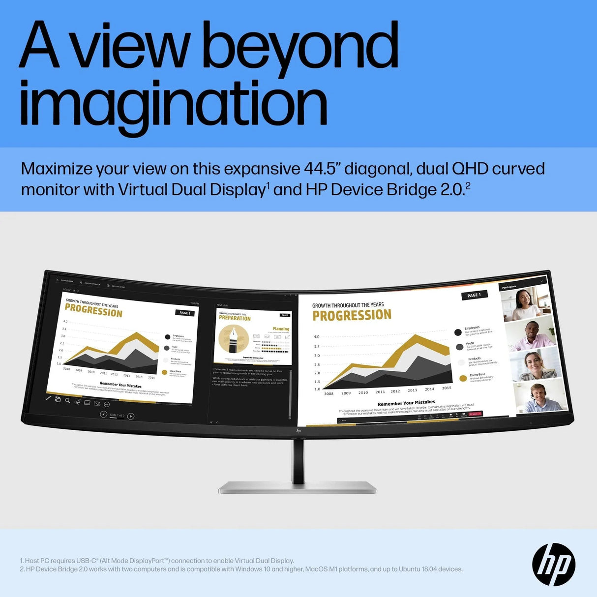 HP E45c Monitor – 44.5" / DQHD / VA / 60Hz – Business Monitor