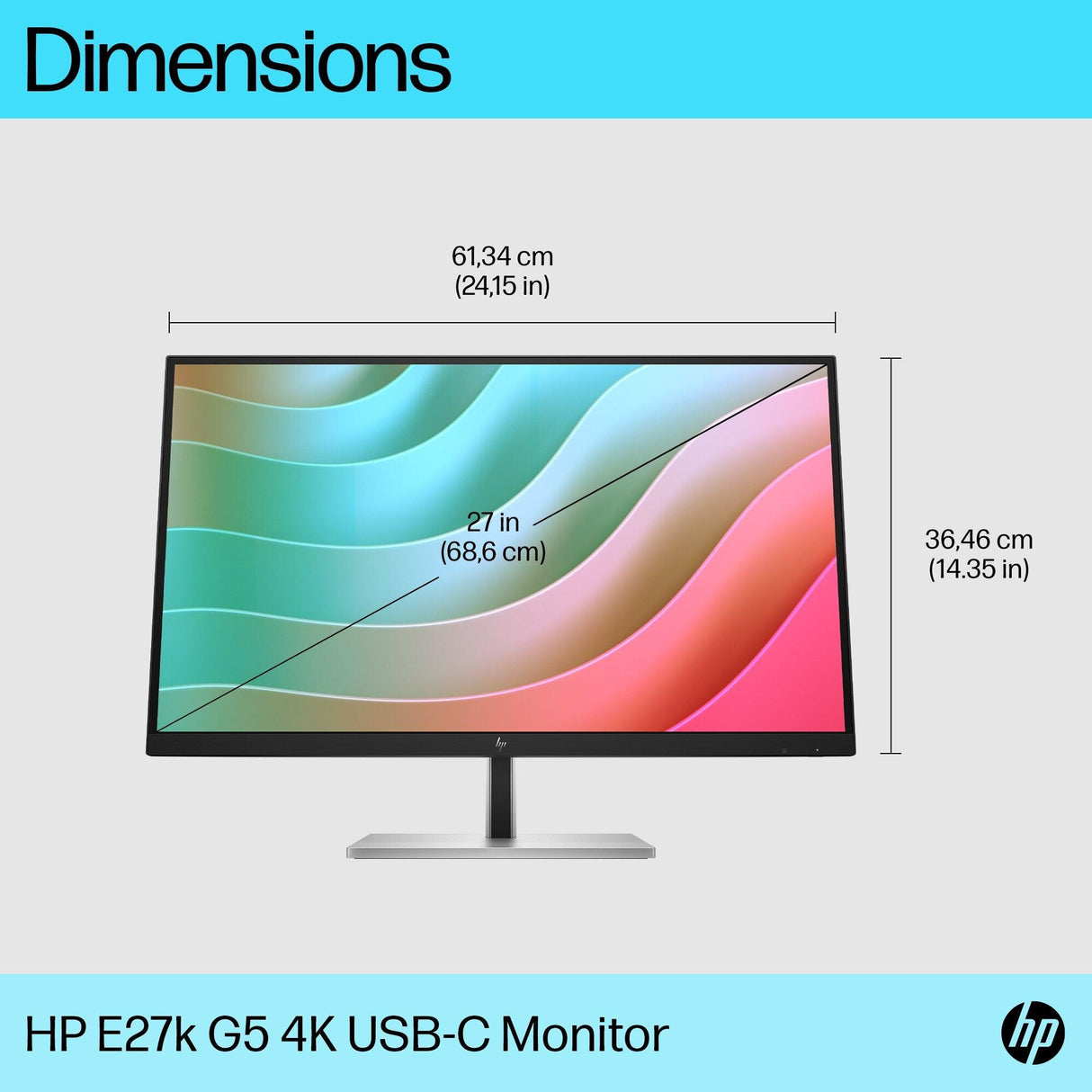 HP E-Series E27k G5 computer monitor (27") 4K Ultra HD Black, Silver