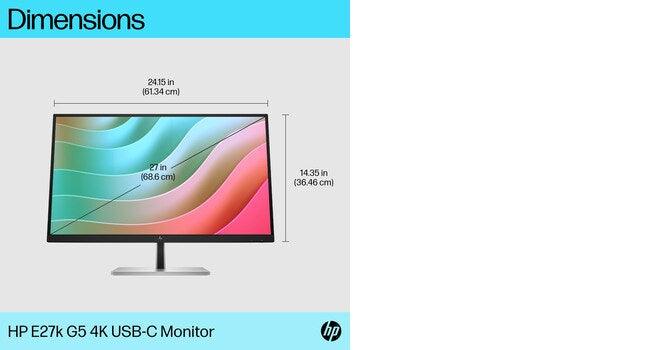 HP E-Series E27k G5 computer monitor (27") 4K Ultra HD Black, Silver