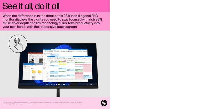 HP E24t G5 computer monitor (23.8") Full HD Touchscreen Black