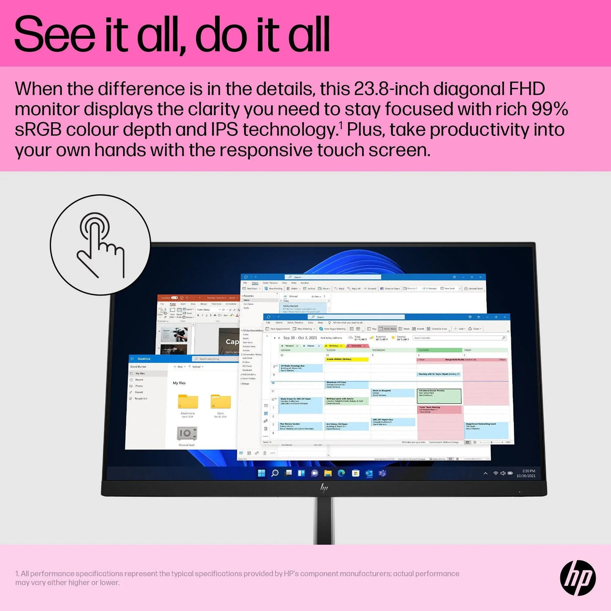 HP E24t Monitor – 23.8" / Full HD / IPS / 60Hz – Business Monitor