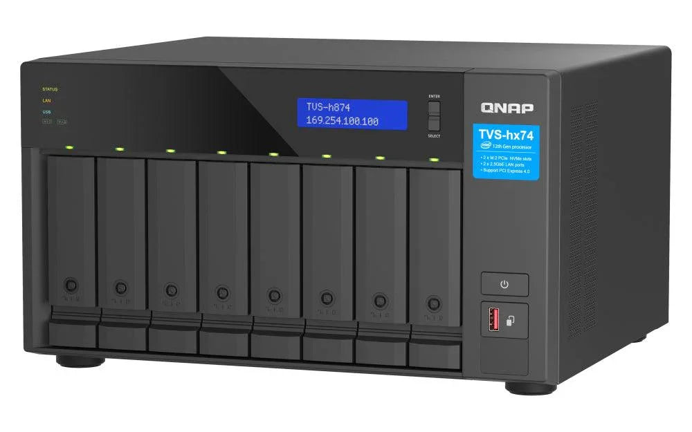 QNAP i7 | Intel UHD Graphics 770 | 32 GB SODIMM DDR4 | 5GB Flash | 8 x 3.5" SATA | 2 x M.2 | 7.34 kg (TVS-H874T-I7-32G)