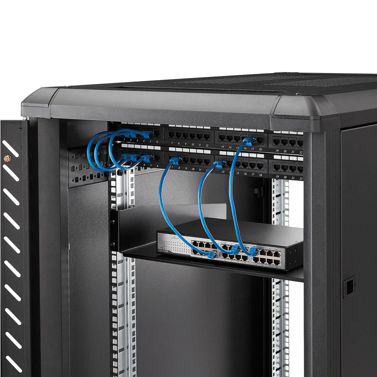 STARTECH 2U Server Rack Shelf - Universal Rack Mount Cantilever Shelf for 19" Network Equipment Rack & Cabinet - Heavy Duty Steel | Weight Capacity 44lb|20kg - 16" Deep Tray | Black (CABSHELF) (CABSHELF)