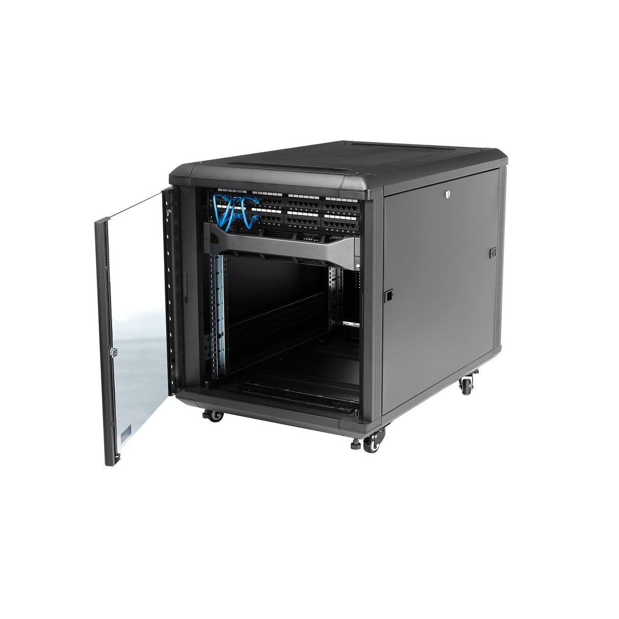 STARTECH 4-Post 12U Server Rack Cabinet | 19" Data Rack Cabinet for IT | Network Equipment | with Adjustable Mounting Rails (RK1236BKF)