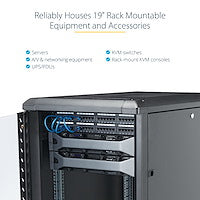 STARTECH 4-Post 12U Server Rack Cabinet | 19" Data Rack Cabinet for IT | Network Equipment | with Adjustable Mounting Rails (RK1236BKF)