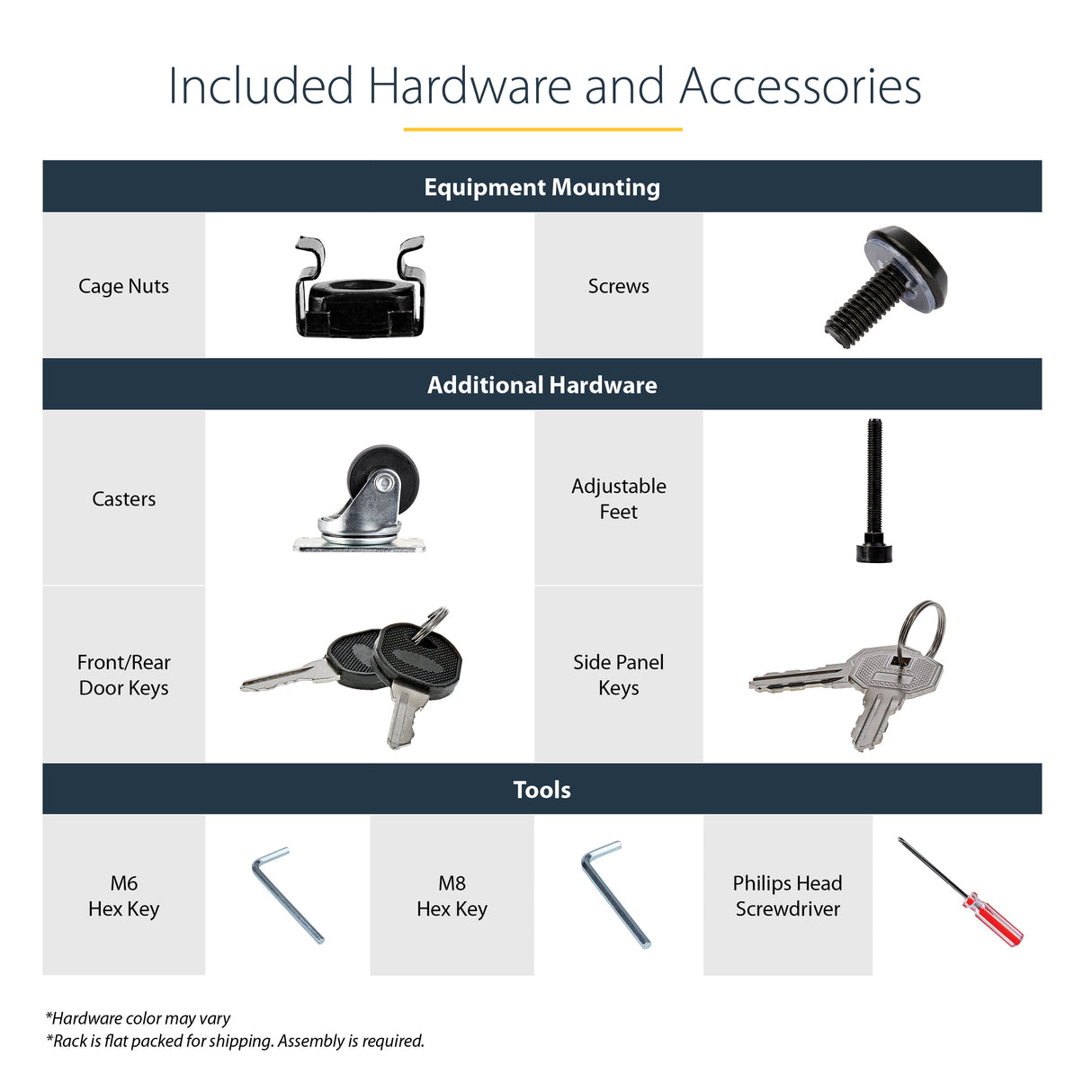 STARTECH 4-Post 12U Server Rack Cabinet | 19" Data Rack Cabinet for IT | Network Equipment | with Adjustable Mounting Rails (RK1236BKF)