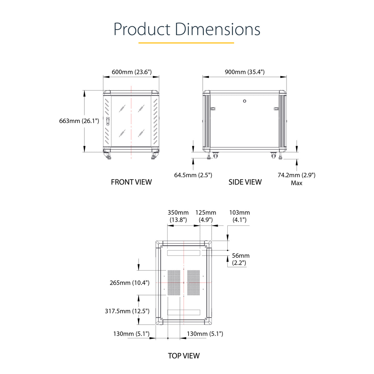 STARTECH 4-Post 12U Server Rack Cabinet | 19" Data Rack Cabinet for IT | Network Equipment | with Adjustable Mounting Rails (RK1236BKF)