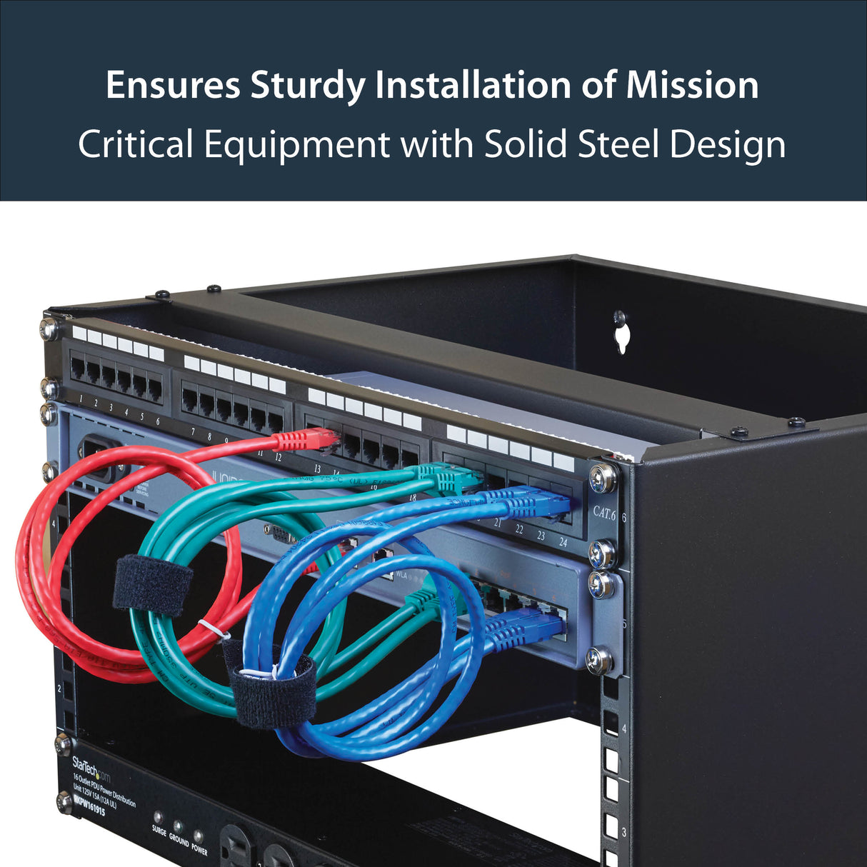 STARTECH 6U Wall Mount Network Rack - 14 Inch Deep (Low Profile) - 19" Patch Panel Bracket for Shallow Server and IT Equipment | Network Switches - 44lbs|20kg Weight Capacity | Black (WALLMOUNT6) (WALLMOUNT6)