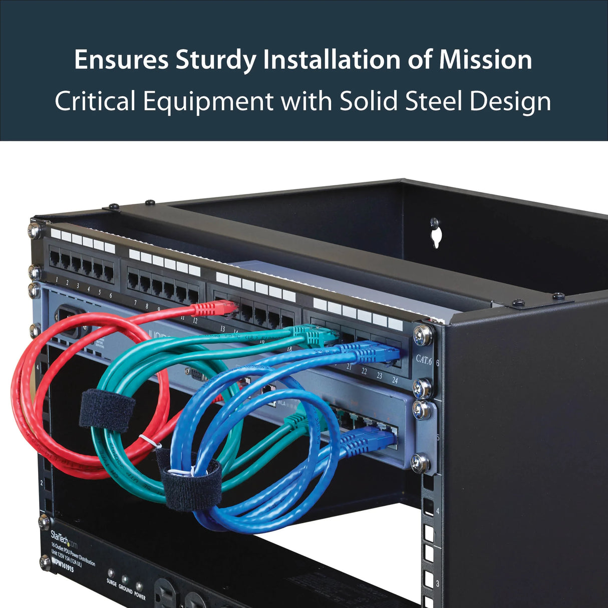 STARTECH 6U Wall Mount Network Rack - 14 Inch Deep (Low Profile) - 19" Patch Panel Bracket for Shallow Server and IT Equipment | Network Switches - 44lbs|20kg Weight Capacity | Black (WALLMOUNT6) (WALLMOUNT6)