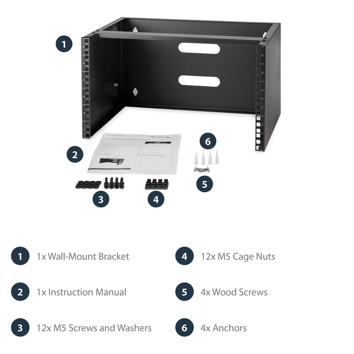 STARTECH 6U Wall Mount Network Rack - 14 Inch Deep (Low Profile) - 19" Patch Panel Bracket for Shallow Server and IT Equipment | Network Switches - 44lbs|20kg Weight Capacity | Black (WALLMOUNT6) (WALLMOUNT6)