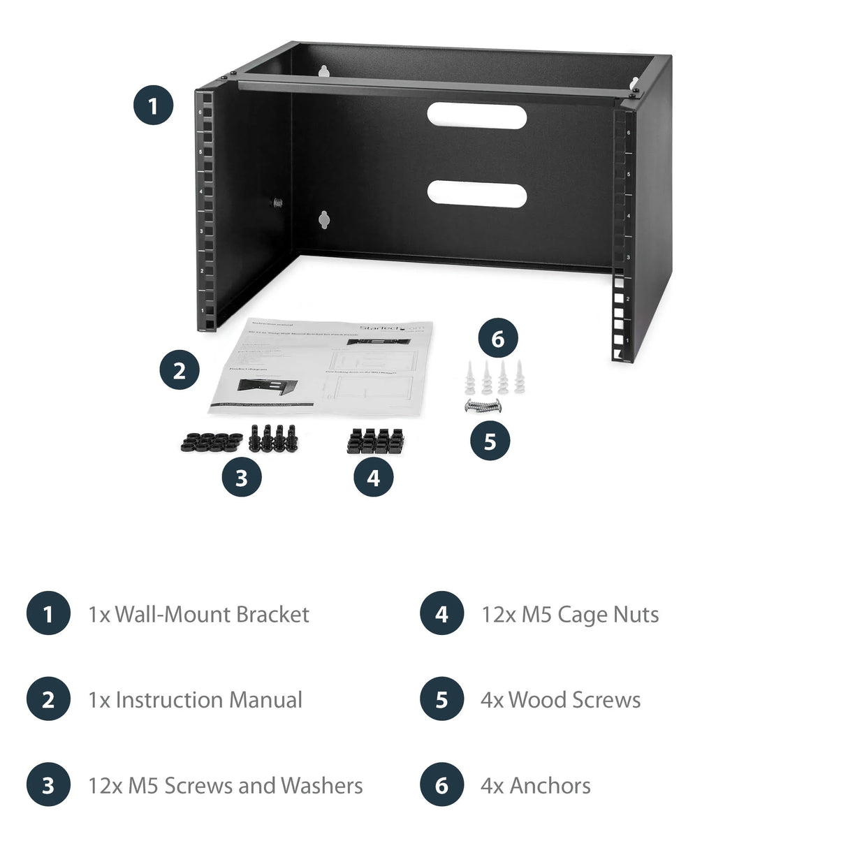 STARTECH 6U Wall Mount Network Rack - 14 Inch Deep (Low Profile) - 19" Patch Panel Bracket for Shallow Server and IT Equipment | Network Switches - 44lbs|20kg Weight Capacity | Black (WALLMOUNT6) (WALLMOUNT6)
