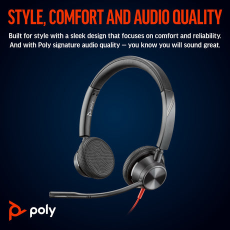 POLY Blackwire 3325 Wired On-ear Stereo Headset