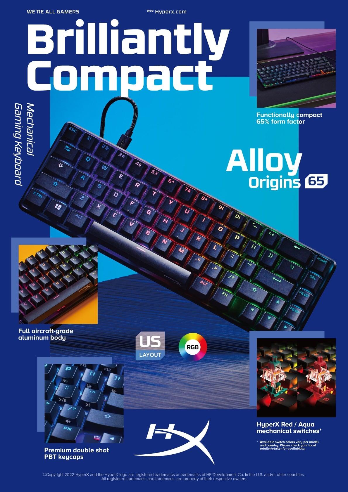 HP HyperX Alloy Origins 65 - Mechanical Gaming Keyboard - HX Red (US Layout) (4P5D6AA) HP