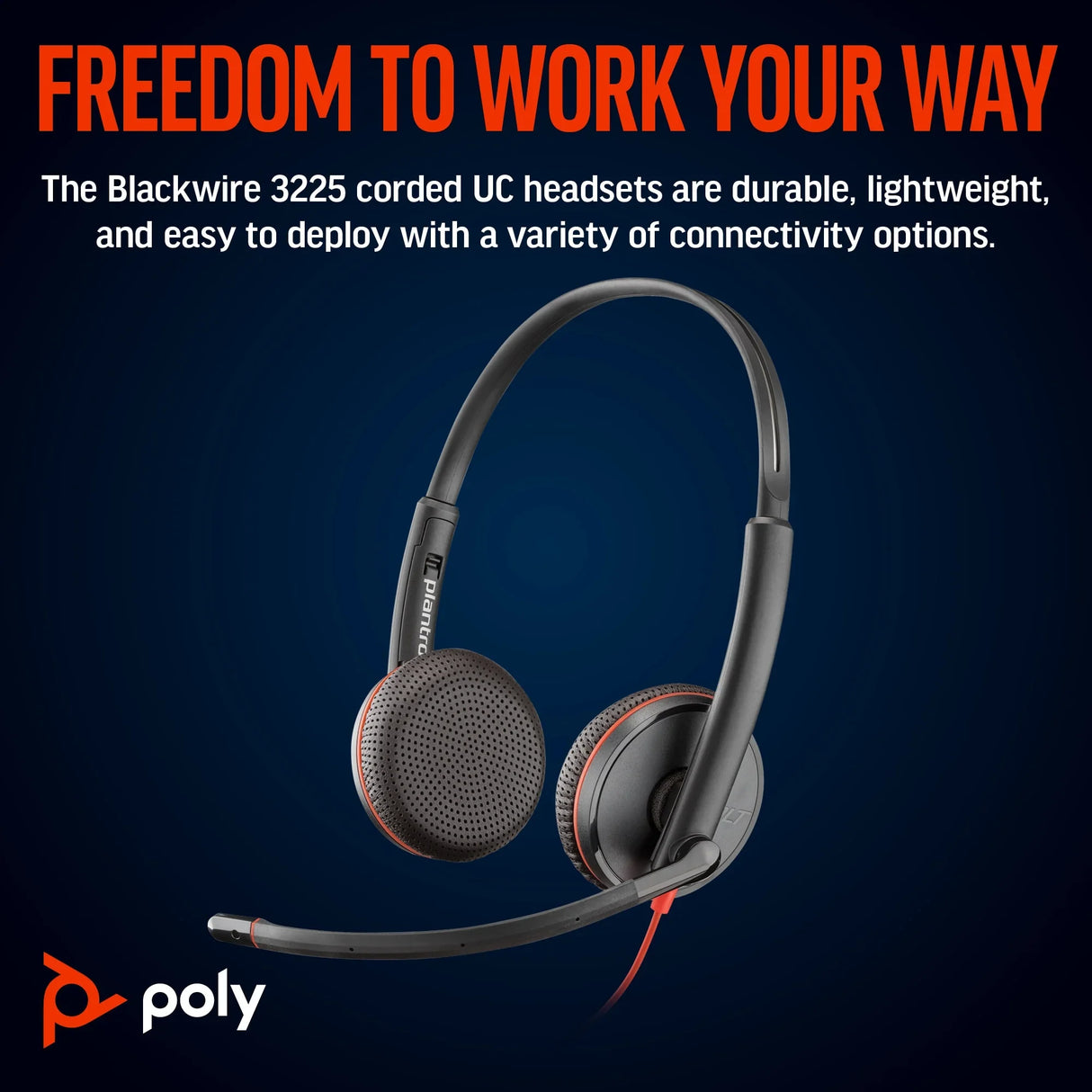 POLY Blackwire 3225 – Wired (3.5mm) / Office / On-Ear Headset