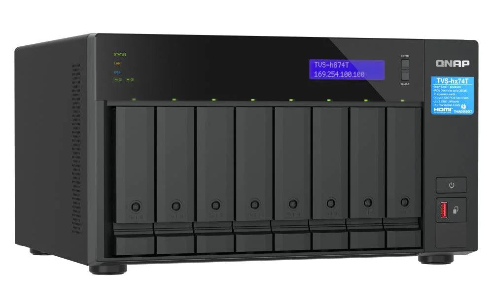 QNAP i7 | Intel UHD Graphics 770 | 32 GB SODIMM DDR4 | 5GB Flash | 8 x 3.5" SATA | 2 x M.2 | 7.34 kg (TVS-H874T-I7-32G)