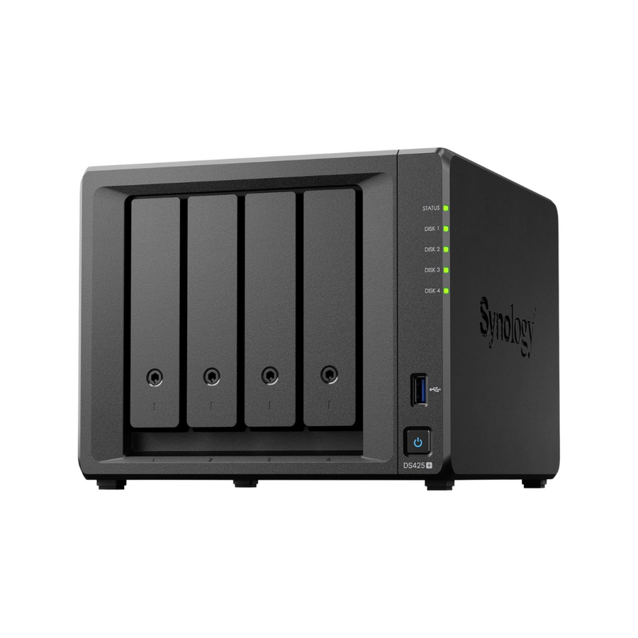 SYNOLOGY DS425+ Synology DS425+, Diskstation, NAS 4-Bay 3.5" Diskless, Intel Celeron J4125 1x1GbE + 1x2.5GbE, 2GB RAM, 2xUSB3.2, 3 Year Warranty