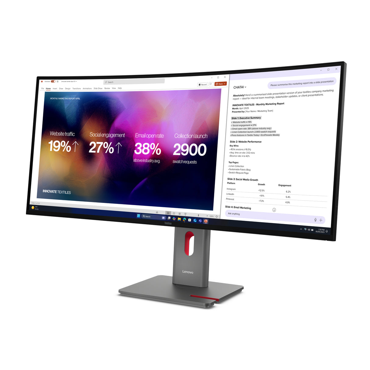 LENOVO P40WD-40 Monitor – 39.7" / WUHD / IPS / 120Hz – Business Monitor