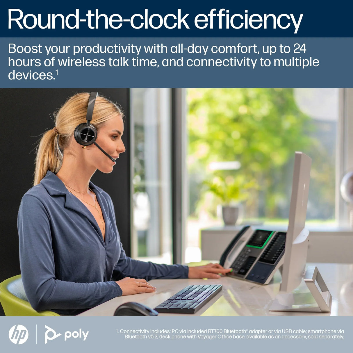 POLY Voyager 4320 – Bluetooth / Stereo / Office UC – Head-band Headset
