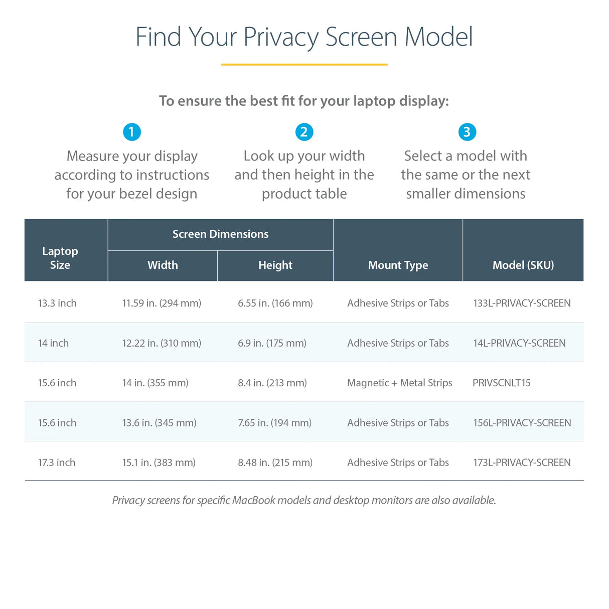STARTECH PRIVSCNLT15 – 15.6" / 16:9 / 2-Way Privacy – Laptop Magnetic Blue Light Reduction Privacy Filter