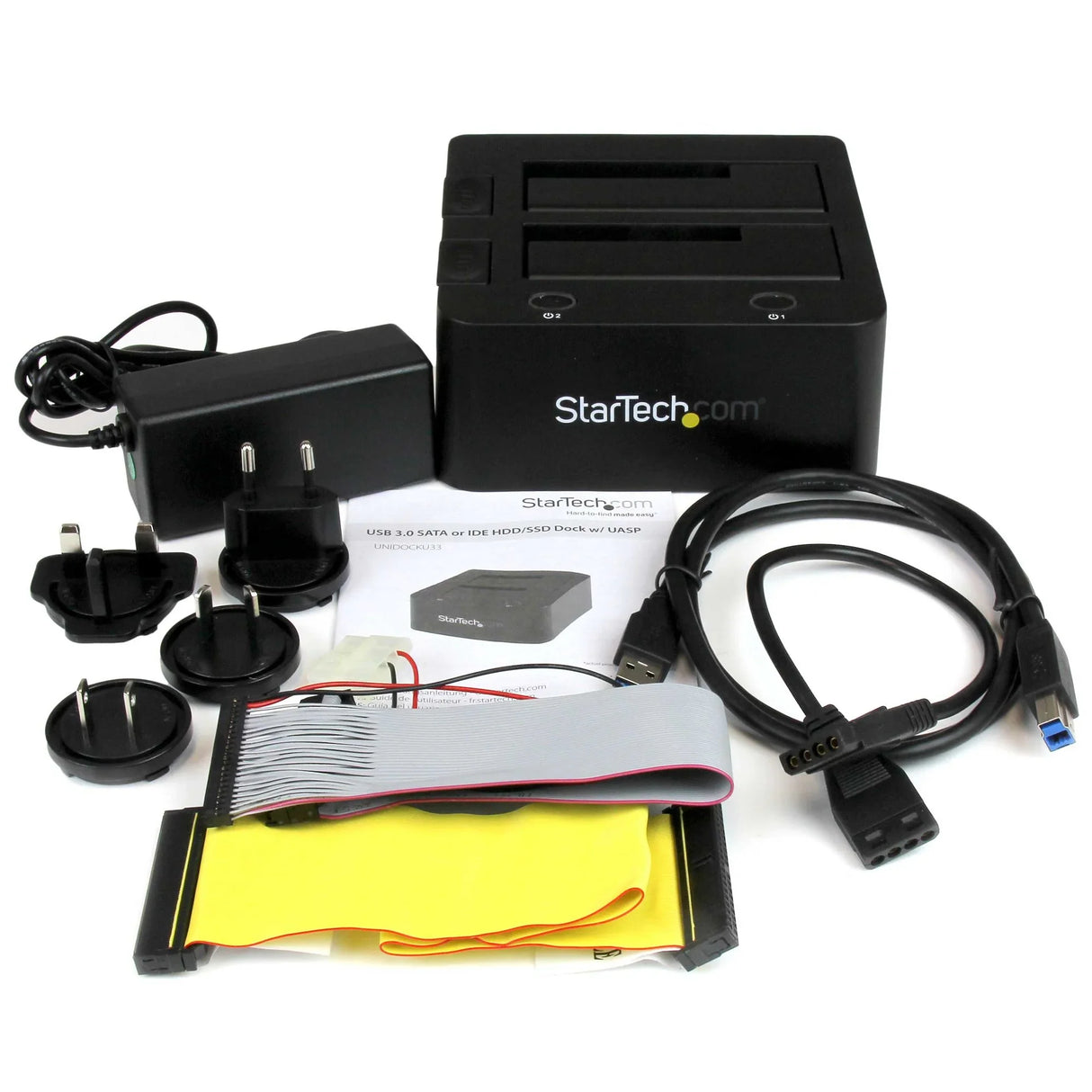 STARTECH Dual-Bay USB 3.0 to SATA and IDE Hard Drive Docking Station | USB Hard Drive Dock | External 2.5|3.5" SATA III | IDE | SSD|HDD Docking Station | Hot-Swap Drive Bays | Top-Loading (UNIDOCKU33) (UNIDOCKU33)