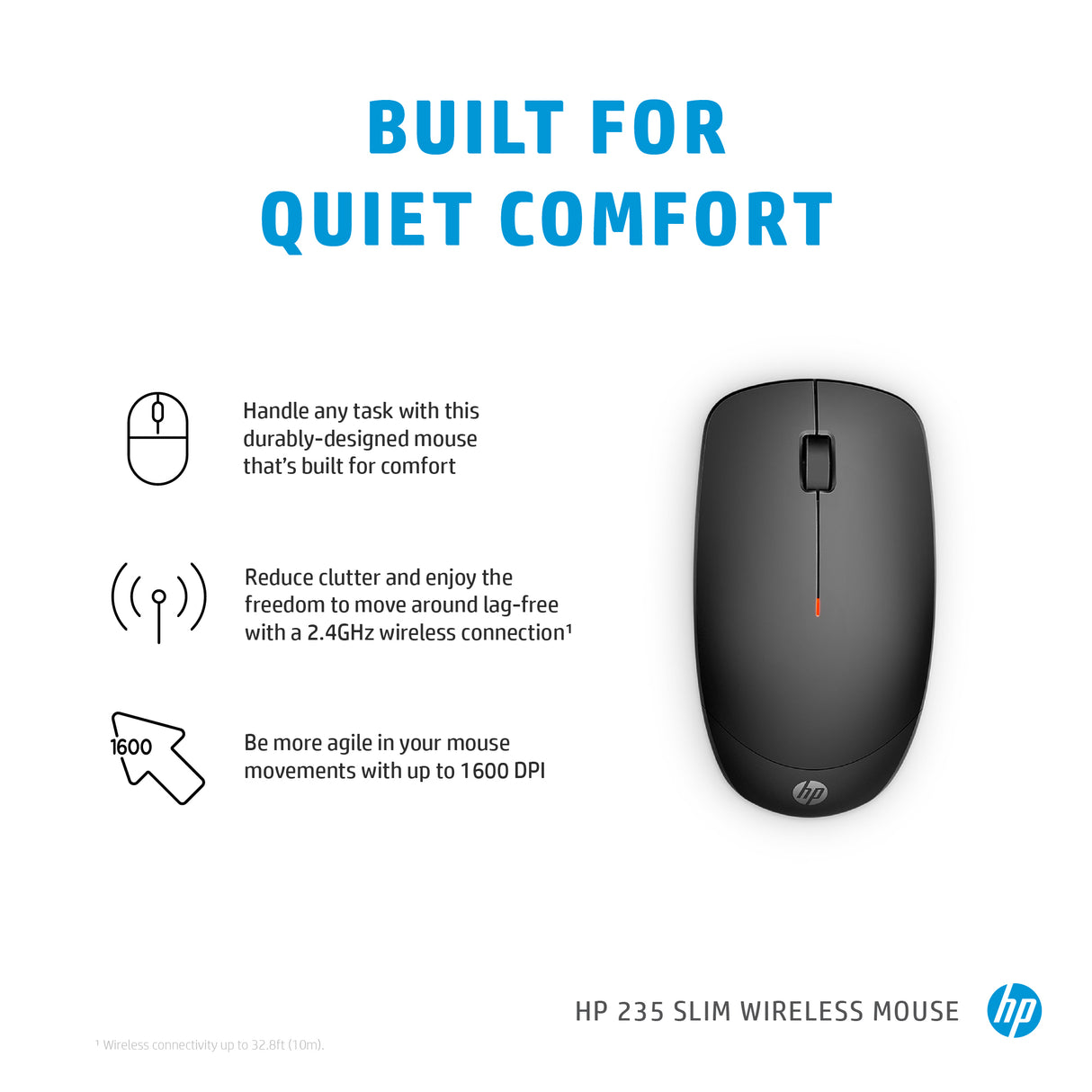 HP 235 SLIM – Wireless 2.4GHz / 1200 DPI / Silent Click – Office Wireless Mouse