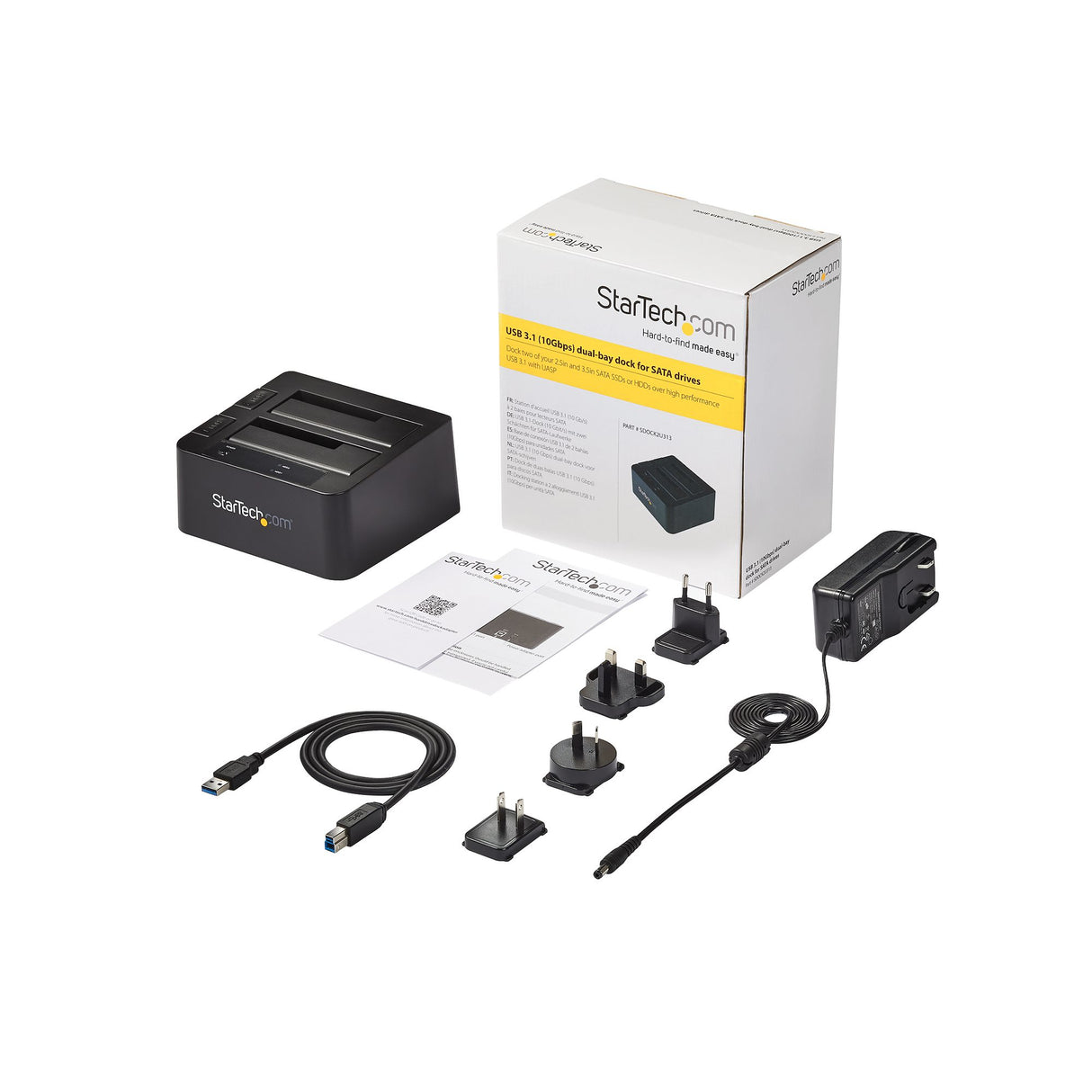 STARTECH Dual-Bay USB 3.1 to SATA Hard Drive Docking Station | USB 3.1 (10 Gbps) | External 2.5|3.5" SATA I|II|III | SSD|HDD Docking Station | Hot-Swap Hard Drive Bay | Top-Loading (SDOCK2U313) (SDOCK2U313)