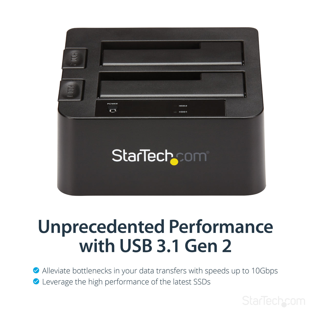 STARTECH Dual-Bay USB 3.1 to SATA Hard Drive Docking Station | USB 3.1 (10 Gbps) | External 2.5|3.5" SATA I|II|III | SSD|HDD Docking Station | Hot-Swap Hard Drive Bay | Top-Loading (SDOCK2U313) (SDOCK2U313)