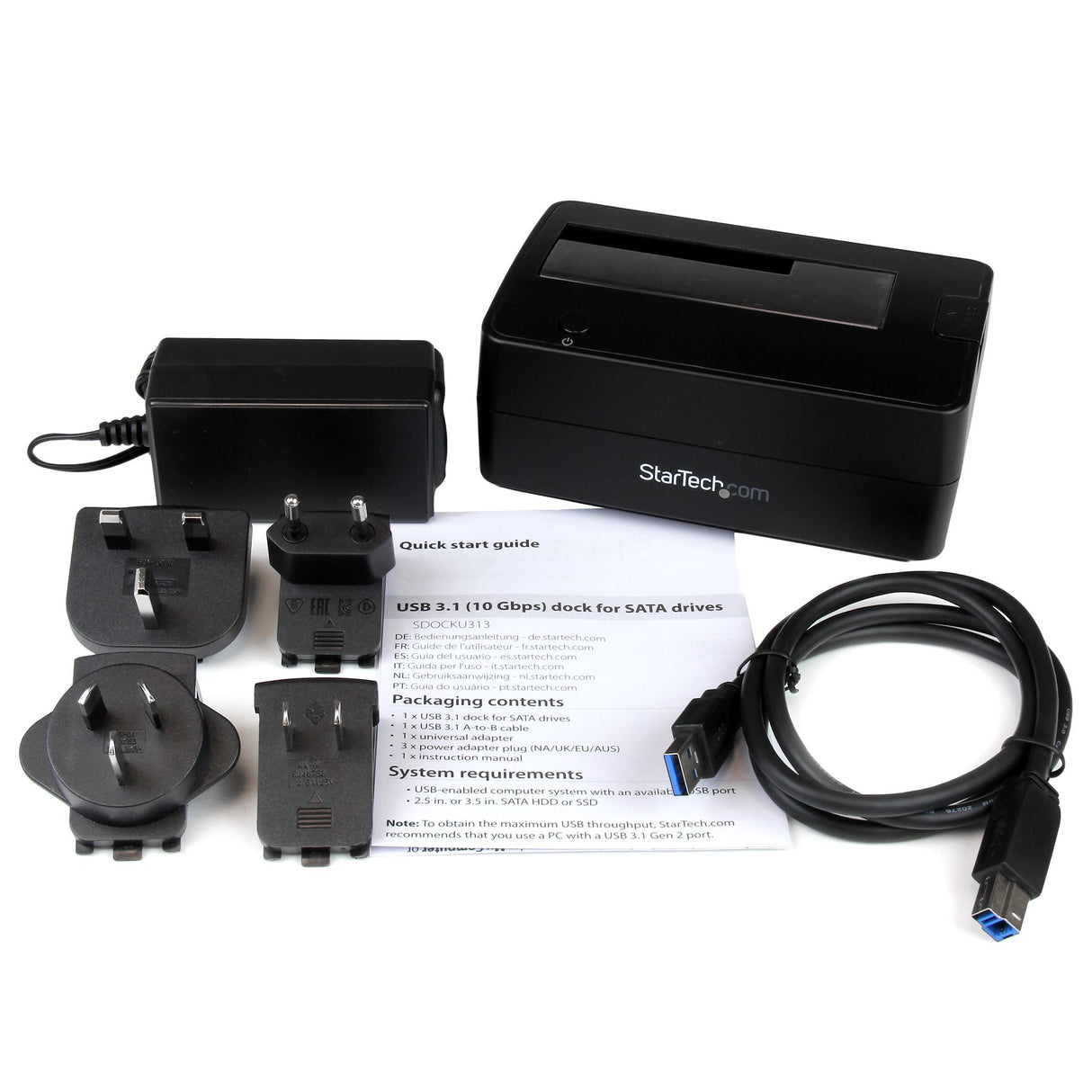 STARTECH Single Bay USB 3.1 to SATA Hard Drive Docking Station | USB 3.1 (10 Gbps) Hard Drive Dock | External 2.5|3.5" SATA III HDD|SSD Docking Station | Top-Loading Hard Drive Bay (SDOCKU313) (SDOCKU313)