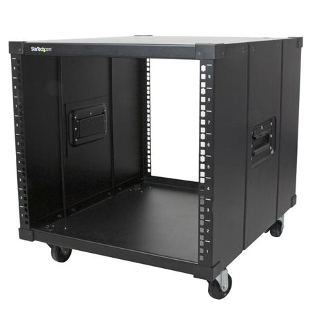 STARTECH 4-Post 9U Mobile Open Frame Server Rack | Network Rack with Wheels | 19" Rolling Rack for Home|Office Narrow Floor Spaces | Small Data Rack for Computer|AV|IT Equipment - TAA (RK960CP) (RK960CP)