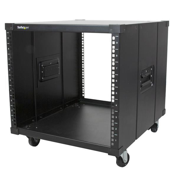 STARTECH 4-Post 9U Mobile Open Frame Server Rack | Network Rack with Wheels | 19" Rolling Rack for Home|Office Narrow Floor Spaces | Small Data Rack for Computer|AV|IT Equipment - TAA (RK960CP) (RK960CP)